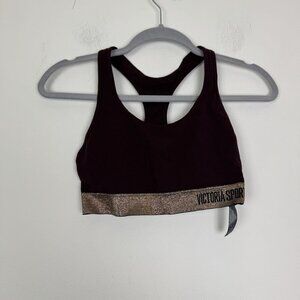 Victorias Secret Sport Maroon Purple Gold Racerback Sports Bra Size Small